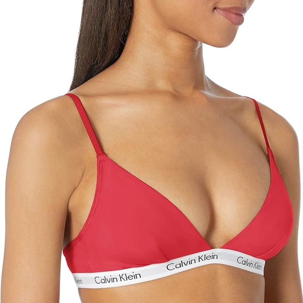 Calvin Klein Carousel Triangle Bralette in Red - Picture 2 of 7